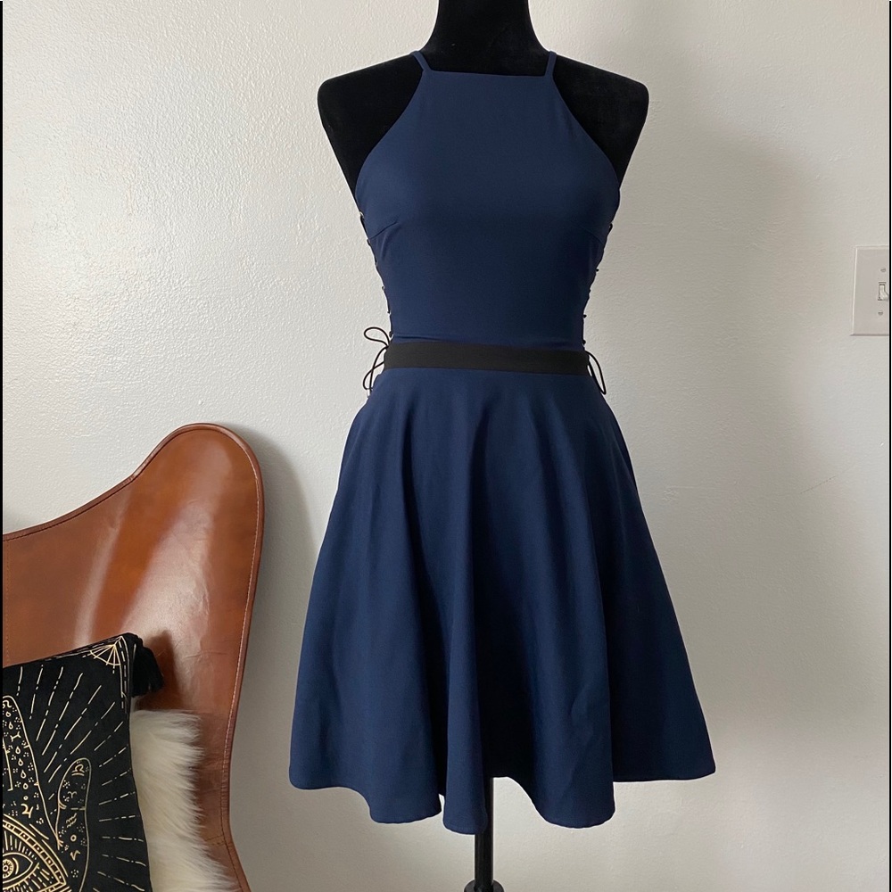 NBD Dark Blue Skater Dress